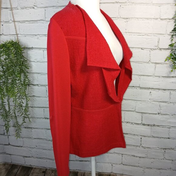 WOMENS CHICO'S RED PONTE BOILDED WOOL BLAZER TOP JACKET, SIZE 0, US SIZE XS - Picture 4 of 10